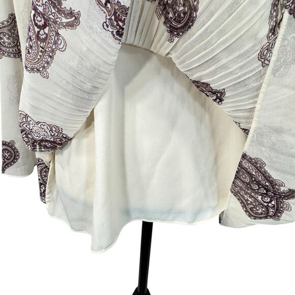 Chico’s Petite SZ 2P (Large) Top Paisley Accordion Pleats Long Sleeves Lined - Picture 3 of 10